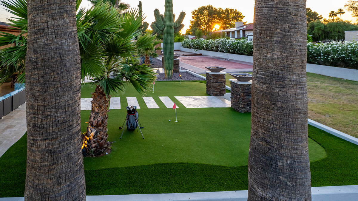 Mesa home drone aerial sunset angle